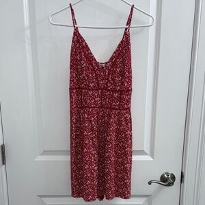 Red Floral Spaghetti Strap Romper